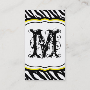Yellow White Zebra Print Patches Business Card Visitenkarte