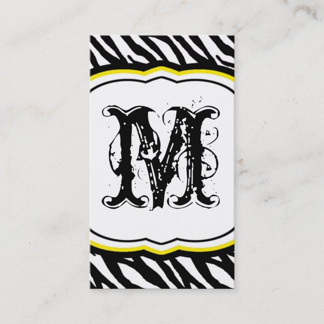 Yellow White Zebra Print Patches Business Card Visitenkarte (Vorderseite)