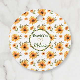 Yellow Wild Sunflower Green Name Vielen Dank Geschenkanhänger