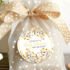 Yellow Wildblume Boho Watercolor Babydusche Geschenkanhänger