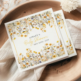 Yellow Wildblume Boho Watercolor Babydusche Serviette