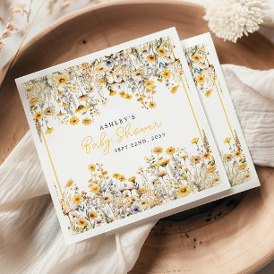 Yellow Wildblume Boho Watercolor Babydusche Serviette