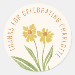 Yellow Wildblume Danke für Ihre Feier Runder Aufkleber