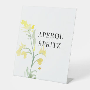 Yellow Wildblume Drink Pedestal Zeichen Sockelschild