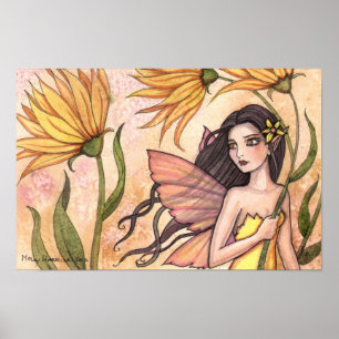 Yellow Wildblume Fairy Native American Poster