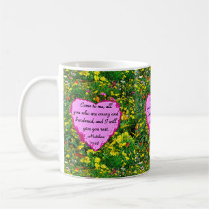 YELLOW WILDBLUME MATTHEW 11:28 FOTO DESIGN TASSE