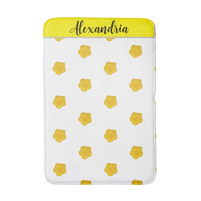 Yellow Wildflower customizable  Photo Bath Mat Badematte (Vorderseite Vertikal)