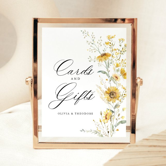 Yellow Wildflower Sunflower Cards & Gifts Wedding Sockelschild (yellow wildflower sunflower wedding sign cards and gifts floral wedding signage elegant reception)