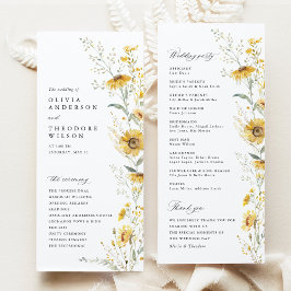 Yellow Wildflower Sunflower Wedding Ceremony Programm