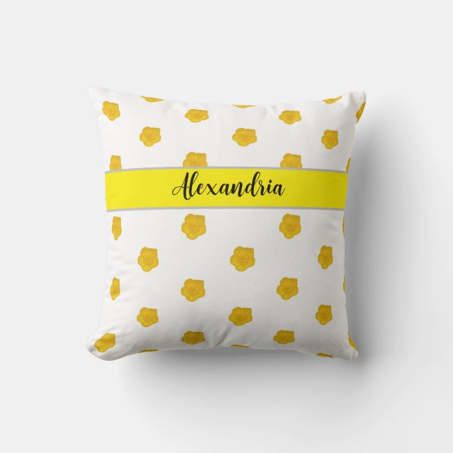 Yellow Wildflower Throw Pillow Personalized  Kissen (Vorderseite)