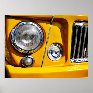 Yellow Willys Jeep Station Wagon Scheinwerfer Poster