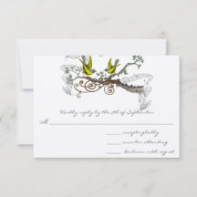 Yellow Winged Vintag Love Birds Wedding RSVP