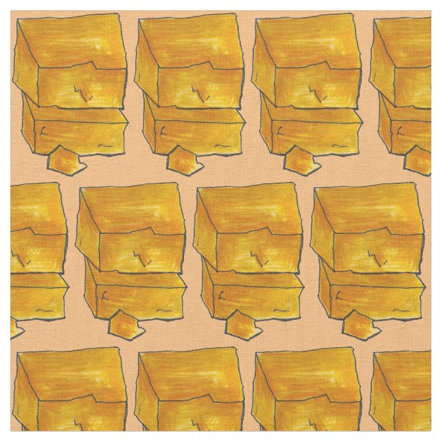 Yellow Wisconsin Cheddar Käse Fabric Stoff (Nahaufnahme)