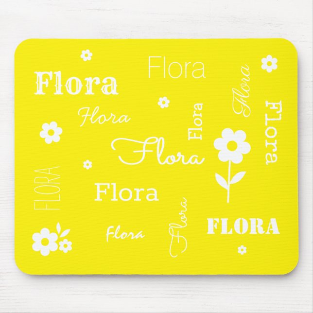 Yellow with White Flowers Mousepad (Vorne)