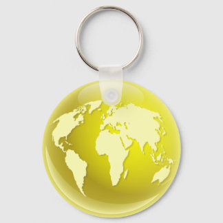 Yellow World Globe Schlüsselanhänger
