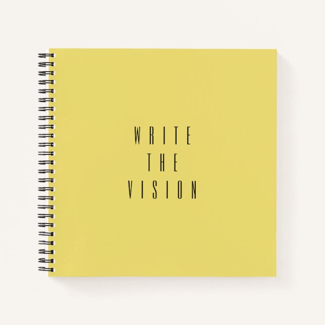 Yellow 'Write the Vision' Typografy Journal Notizbuch (Vorderseite)