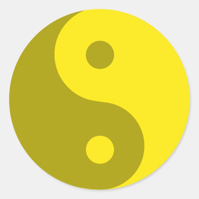 Yellow Yin Yang Spirituelles Symbol Runder Aufkleber (Vorderseite)