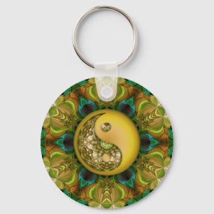 Yellow YinYang Mandala Schlüsselanhänger