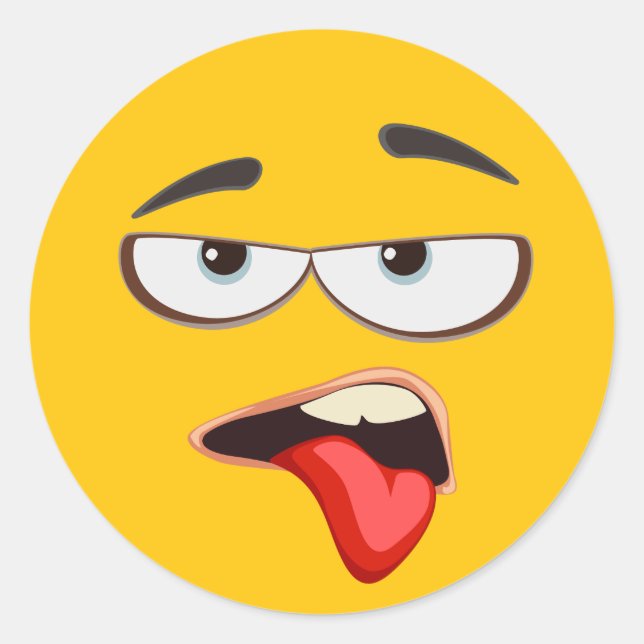 Yellow Yuck Emoji Runder Aufkleber (Vorderseite)