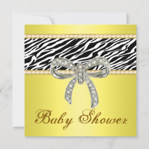 Yellow Zebra Diamond Bow Kinderdusche Einladung