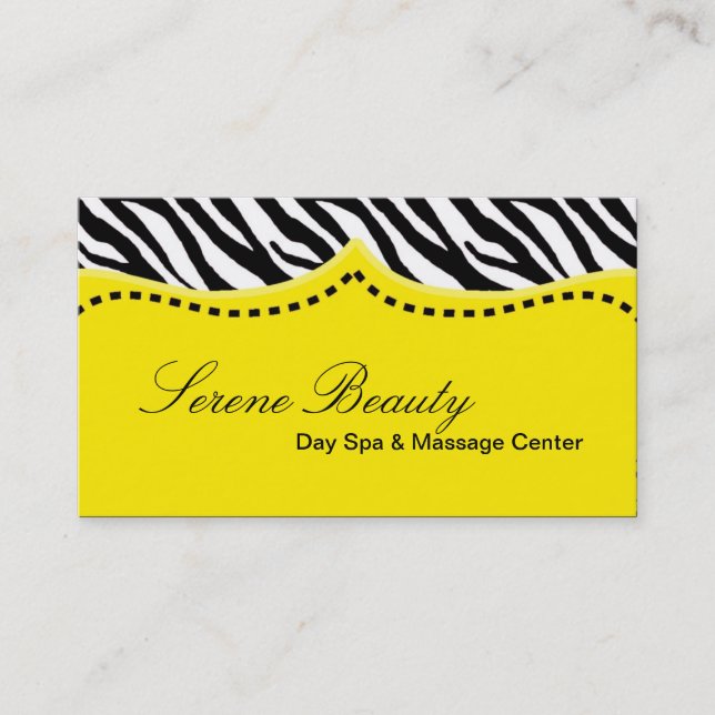 Yellow Zebra Print Animal Muster Business Card Visitenkarte (Vorderseite)