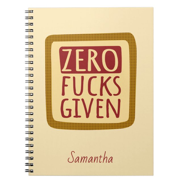 Yellow Zero F*s Give Spiral Notebook Notizblock (Vorderseite)
