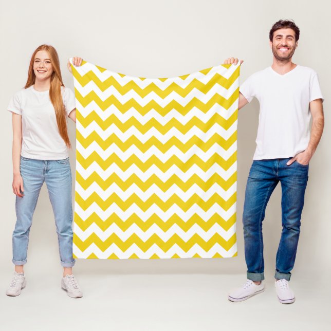 Yellow Zigzag, gelb Zickzack, geometrisches Muster Fleecedecke (Beispiel)