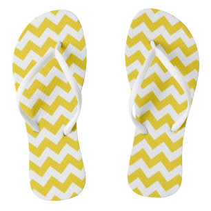 Yellow Zigzag, gelb Zickzack, geometrisches Muster Flip Flops
