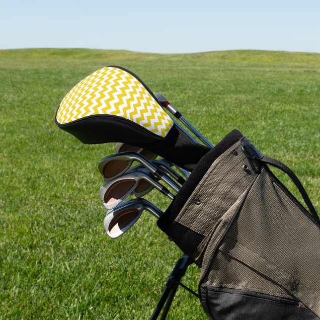 Yellow Zigzag, gelb Zickzack, geometrisches Muster Golf Headcover (In SItu)