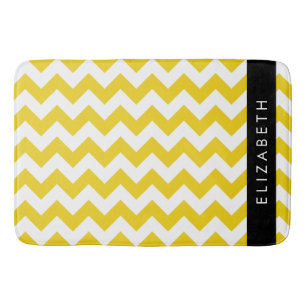 Yellow Zigzag, gelb Zickzack, Ihr Name Badematte
