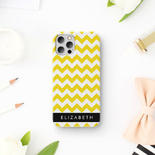 Yellow Zigzag, gelb Zickzack, Ihr Name Case-Mate iPhone Hülle