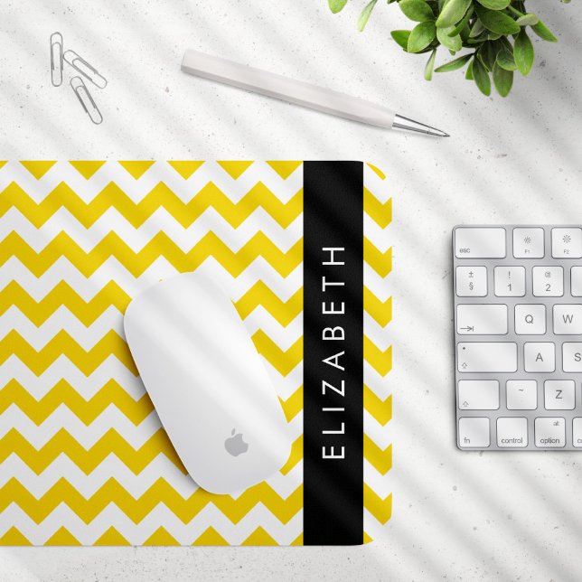 Yellow Zigzag, gelb Zickzack, Ihr Name Mousepad (Von Creator hochgeladen)
