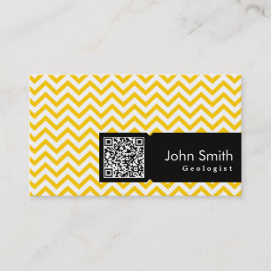 Yellow Zigzag QR Code Geologin Business Card Visitenkarte