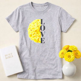Yellow Zinnia Flower Floral Love Christian T-Shirt