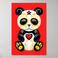Yellow Zombie Sugar Panda auf Red