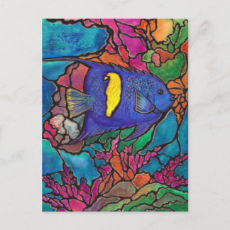 Yellowbar Angelfish Coral Reef Kunst "Gestaltetes Postkarte