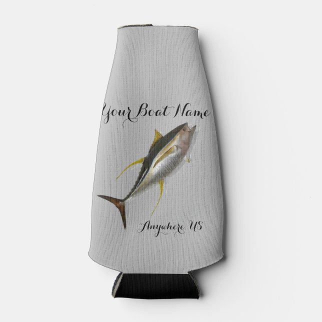 Yellowfin Thunfisch Benutzerdefinierter Schiffsnam Flaschenkühler (Vorderseite)