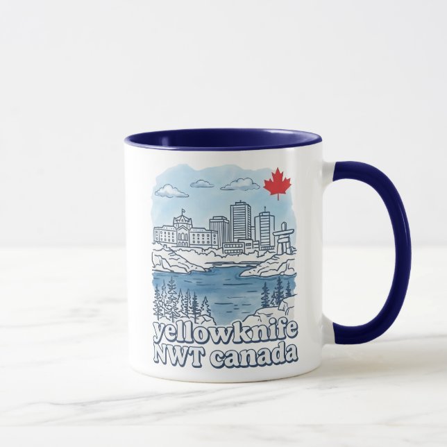 Yellowknife NWT Kanada Einfache Blaue Skyline Süß Tasse (Rechts)