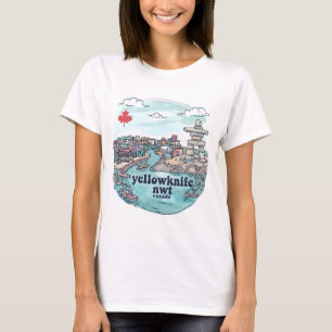 Yellowknife NWT Kanada Süße Pastell-Skyline T-Shirt