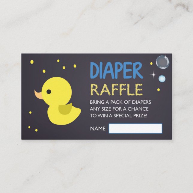 YellowRubber Ducky Diaper Raffle Ticket für die Ko Begleitkarte (Vorderseite)