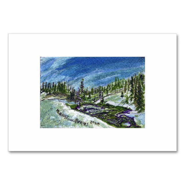 Yellowstone 1 MiniaturAquarellbild von MHHR Tischnummer (Vorderseite)