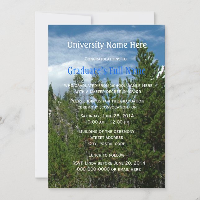 Yellowstone-Abschluss (Einberufung) Einladung (Vorderseite)