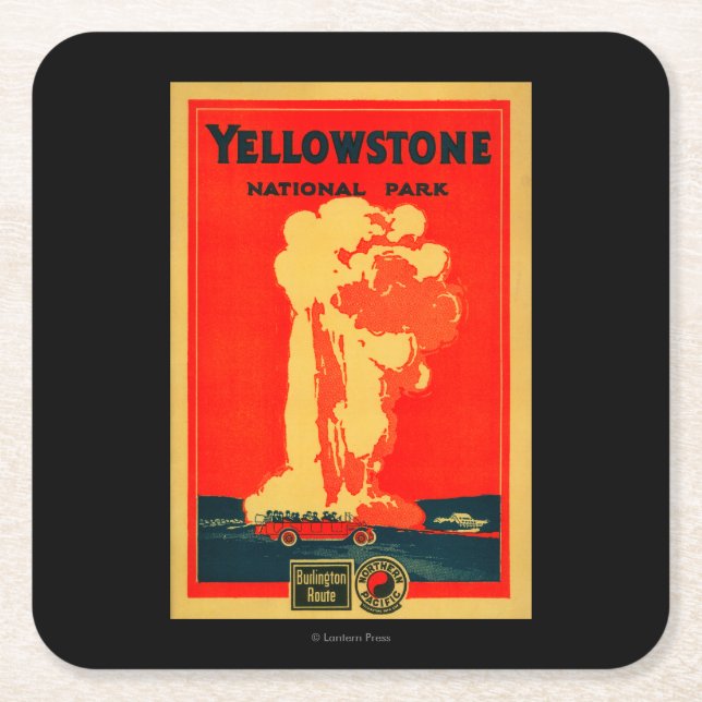 Yellowstone, altes zuverlässiges Werbungs-Plakat Rechteckiger Pappuntersetzer (Vorderseite)