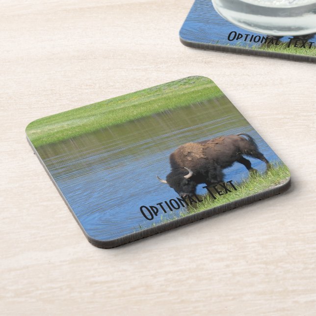 Yellowstone American Bison in Pond Getränkeuntersetzer (Linke Seite)