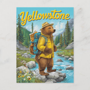 Yellowstone Bear Ranger Vintag Postkarte