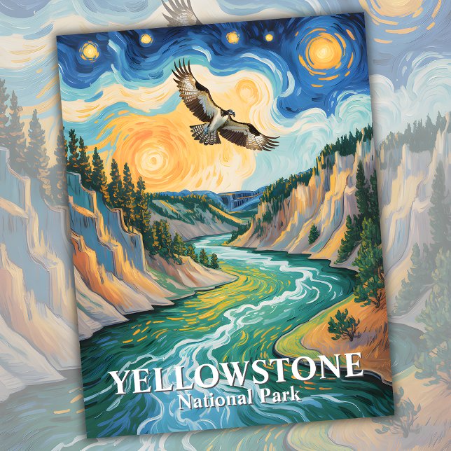 Yellowstone Bird Osprey Van Gogh Starry Night Postkarte (Yellowstone Bird Osprey Van Gogh Starry Night Postcard)
