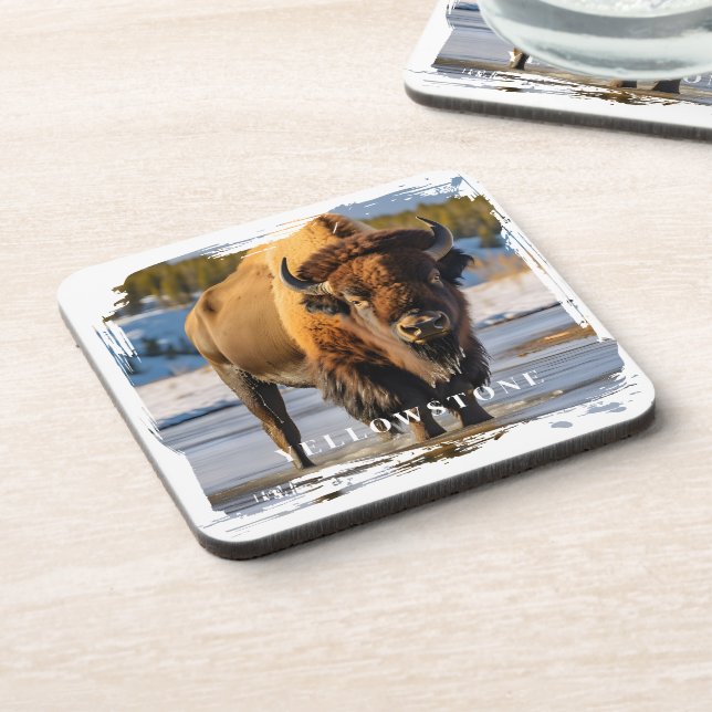 Yellowstone Bison Getränkeuntersetzer (Linke Seite)