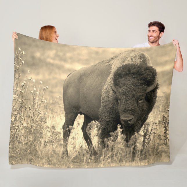 Yellowstone Buffalo Nature Scene Fleecedecke (Beispiel)