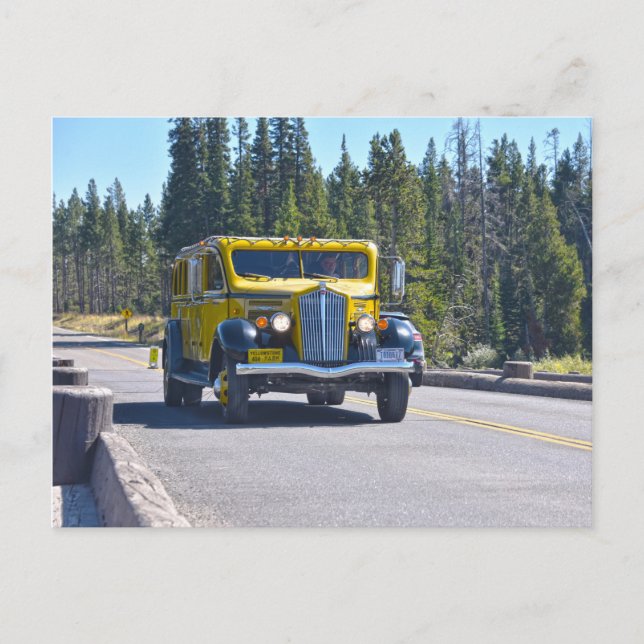 Yellowstone-Bus überquert die Fischereibrücke Postkarte (Vorderseite)