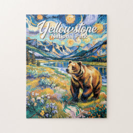 Yellowstone Colorful Landscape Vintage Animal Bear Puzzle